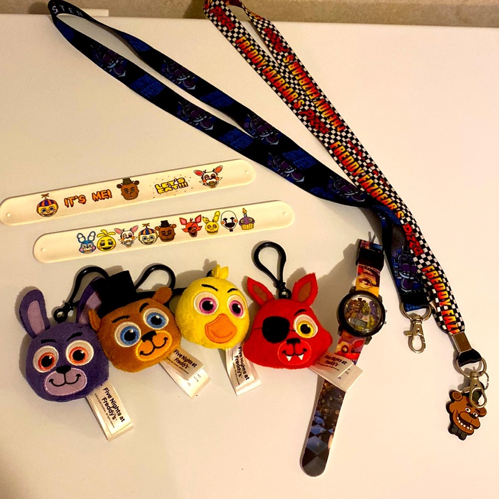 Freddy Fazbear Lot Backpack clips, light up watch, etc!
